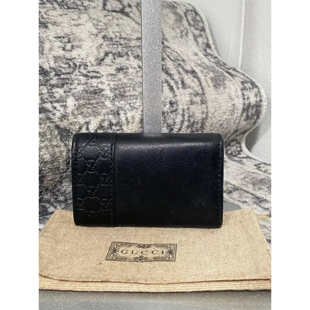 Gucci Guccissima Trifold Leather Key Case in Black - Picture 2 of 7